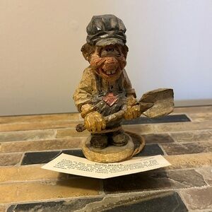 Charming Handcrafted Miner Figurine - Brown and Gray